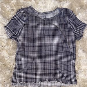 AEO Plaid Box Lettuce Edge Tee